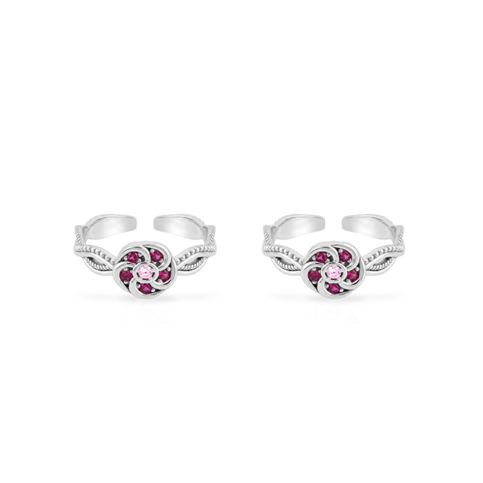 Ruby Swirl Flower Toe Ring