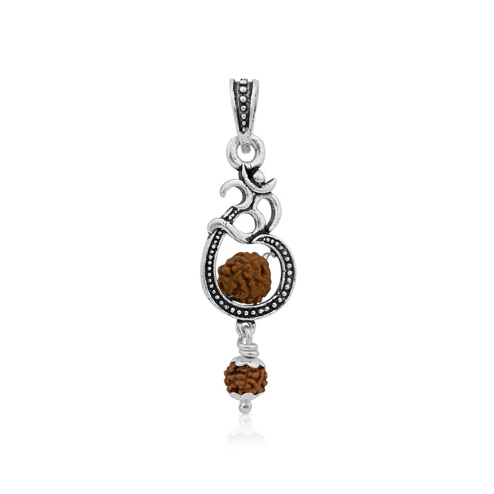 Sacred Om Dual Rudraksha Silver Pendant