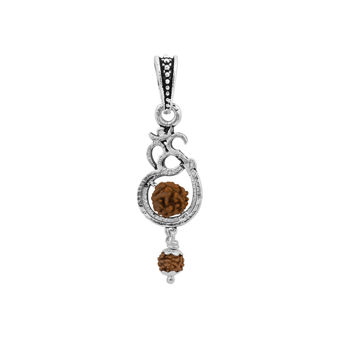Sacred Om Dual Rudraksha Silver Pendant