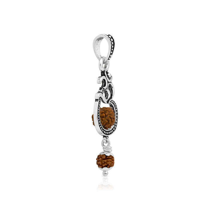 Sacred Om Dual Rudraksha Silver Pendant