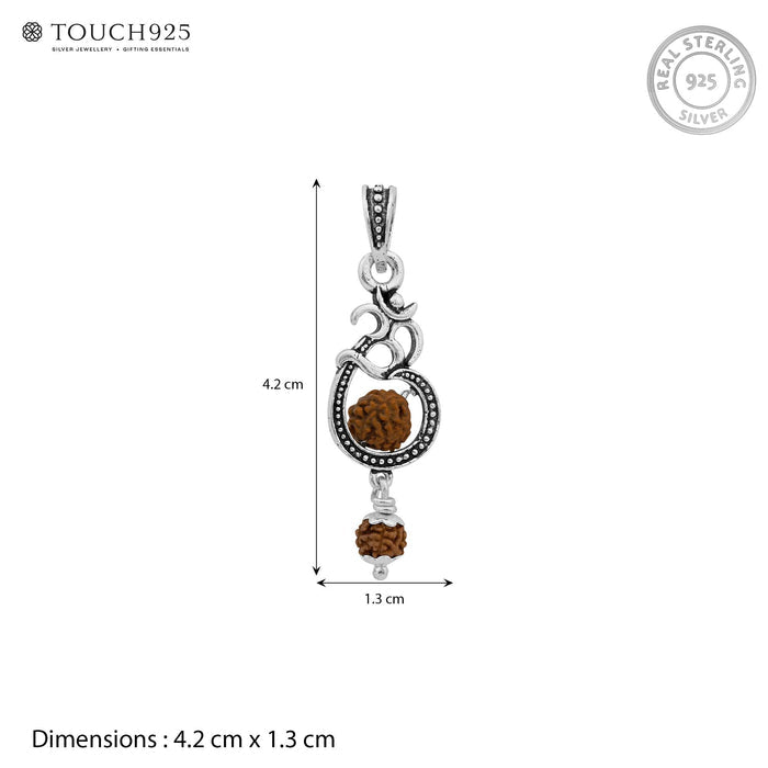 Sacred Om Dual Rudraksha Silver Pendant