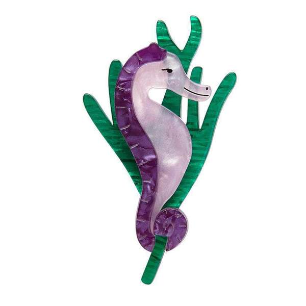Sandy the Shy Seahorse Brooch (Purple) - Erstwilder Fan Favorites (2018)