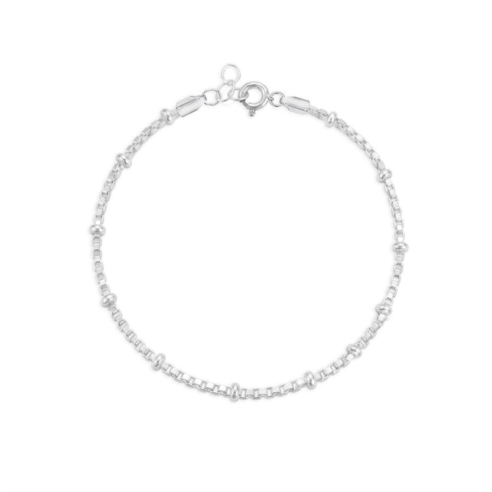 Silver Beaded Box Chain Bracelet