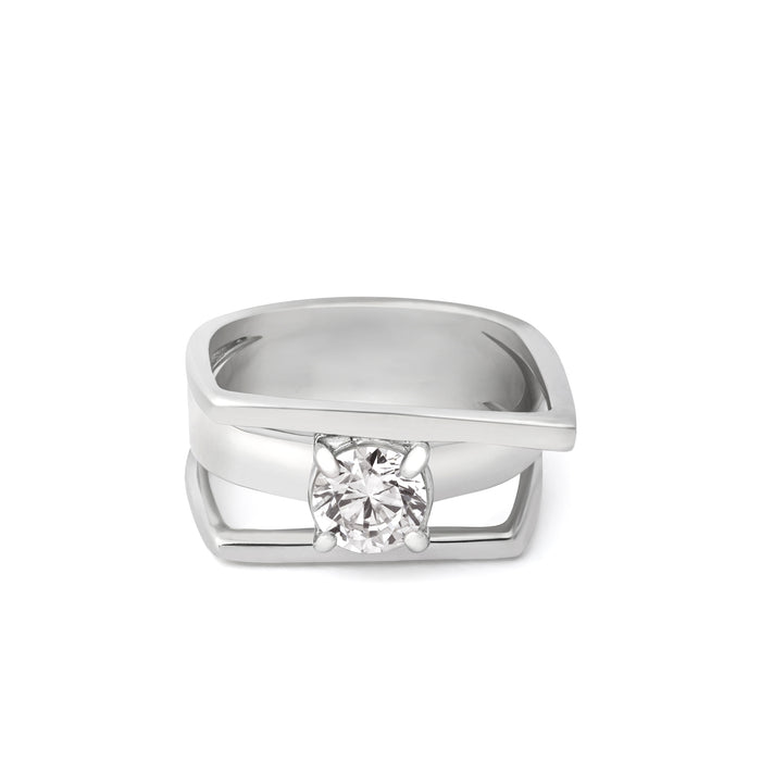 Silver Geometric Ring