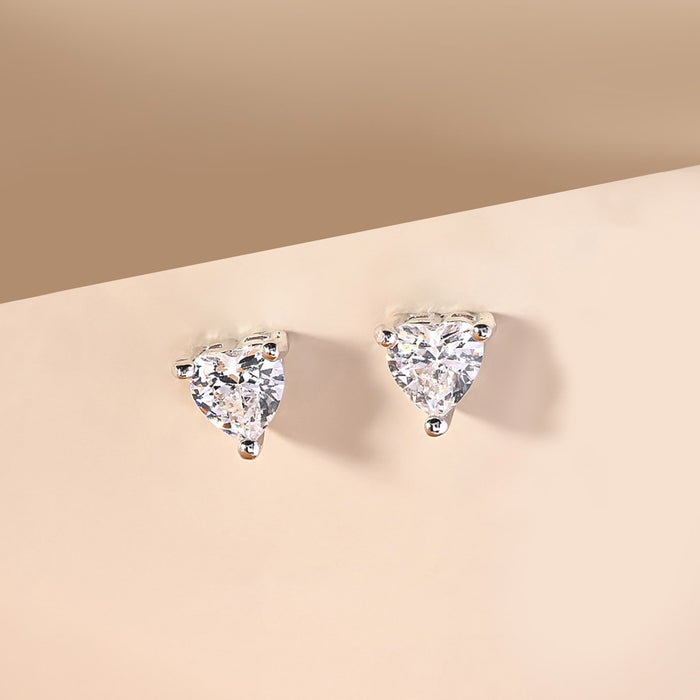 Silver Heart Stone Studs