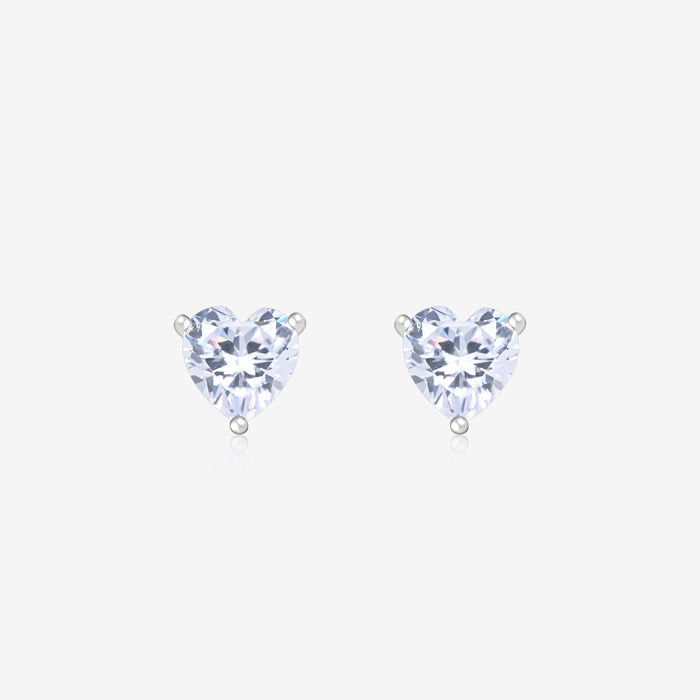 Silver Heart Stone Studs