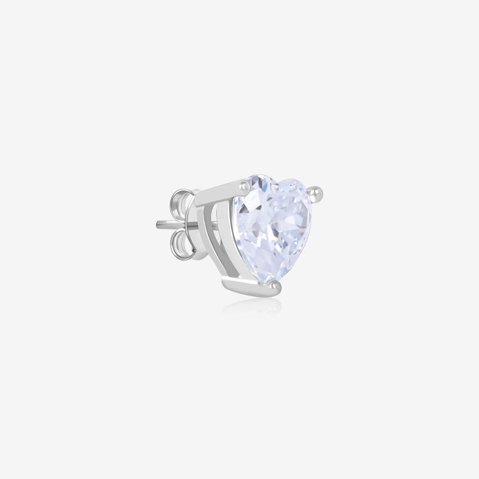 Silver Heart Stone Studs