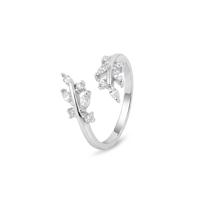 Silver Leaf Branch Open Ring
