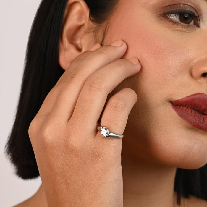Silver Solitaire Ring