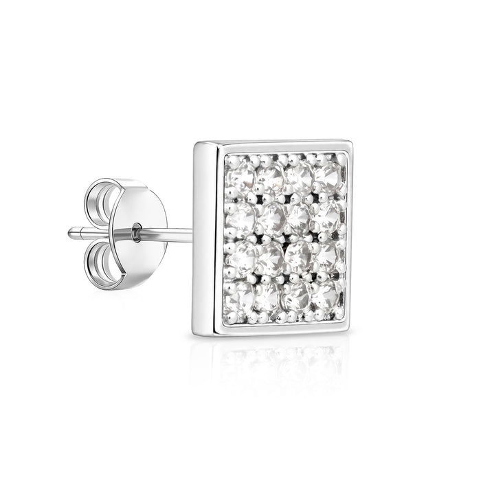 Silver Square Cluster Stud
