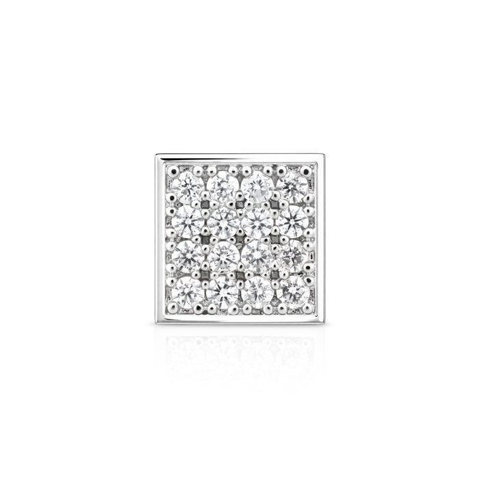 Silver Square Cluster Stud