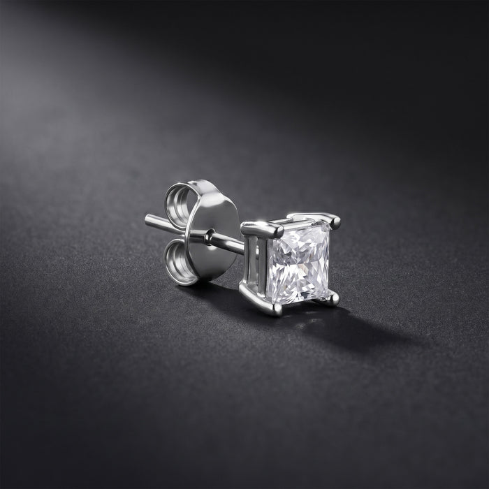 Silver Square Solitaire Stud