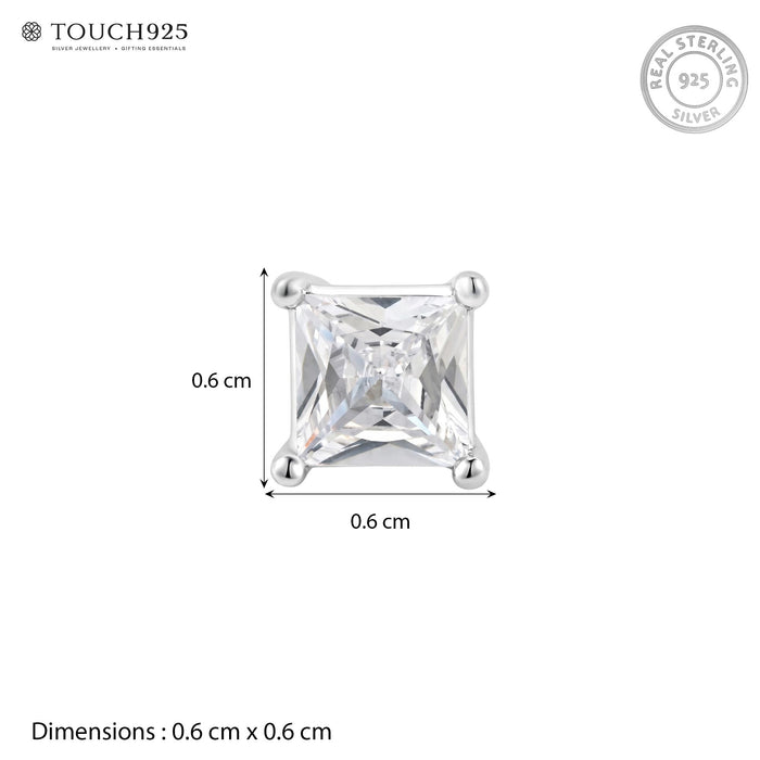 Silver Square Solitaire Stud