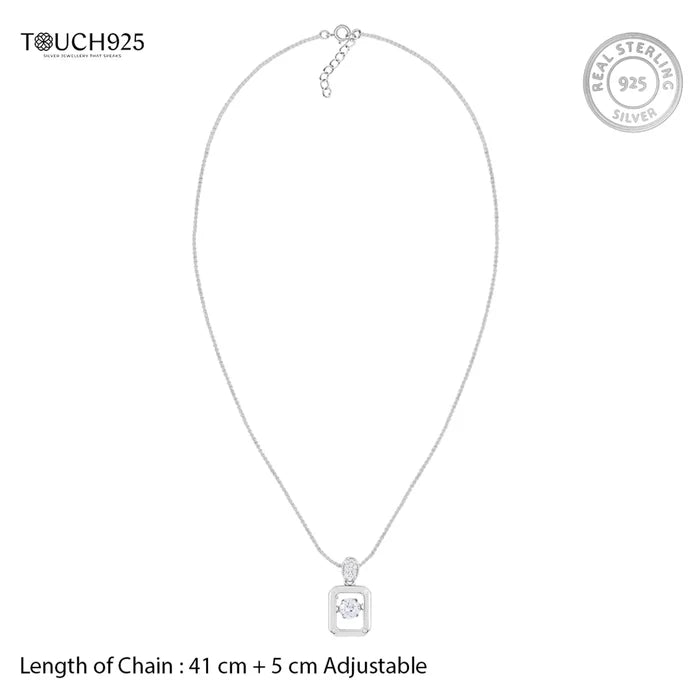 Silver Stone Rectangle Necklace