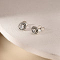 Sleek Circular Stone Studs