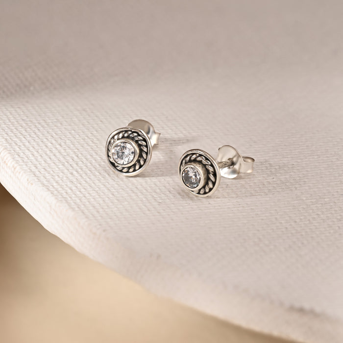 Sleek Circular Stone Studs