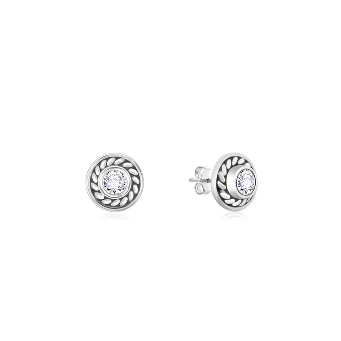 Sleek Circular Stone Studs