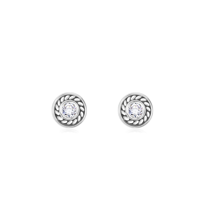 Sleek Circular Stone Studs