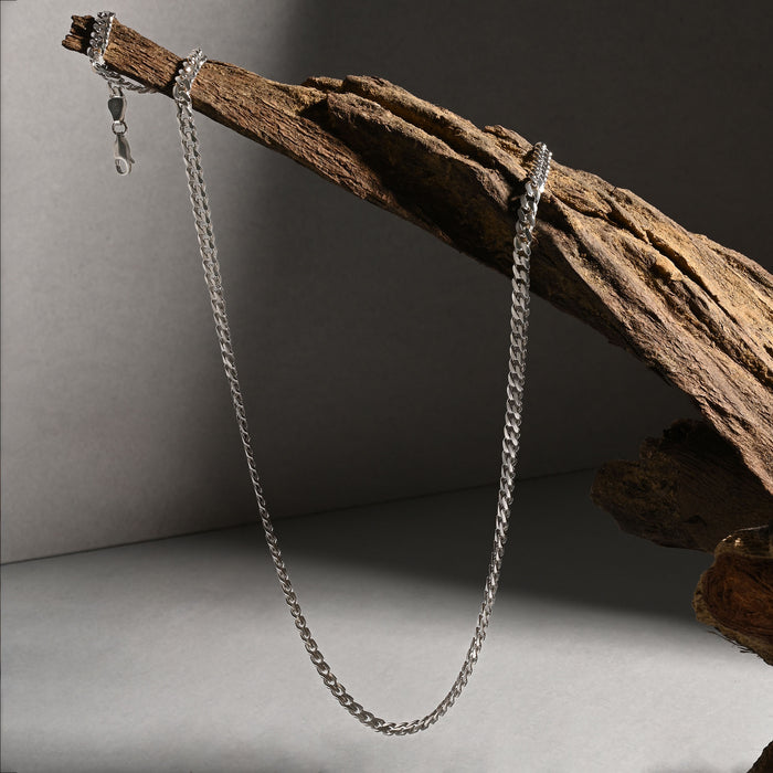 Sleek Flat Curb Silver Chain
