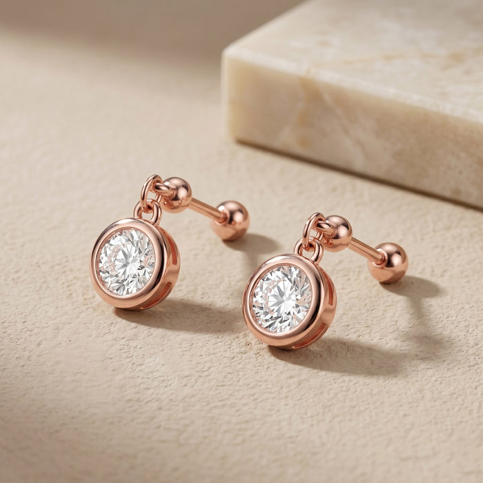 Solitaire Drop Stud Earrings