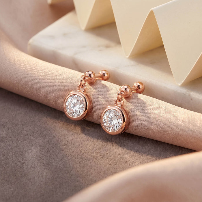 Solitaire Drop Stud Earrings