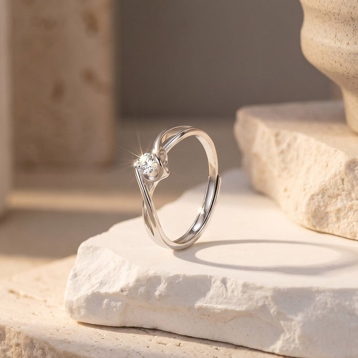 Solitaire Embrace Silver Ring