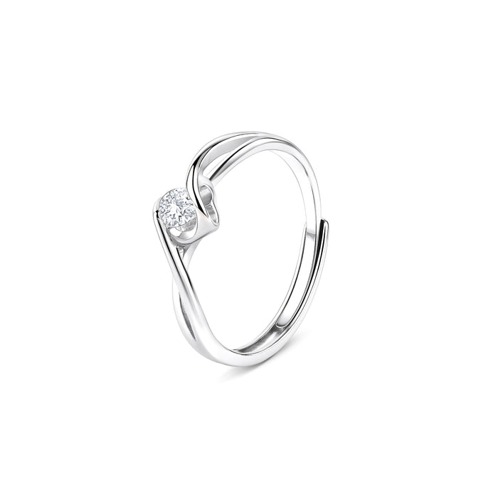 Solitaire Embrace Silver Ring