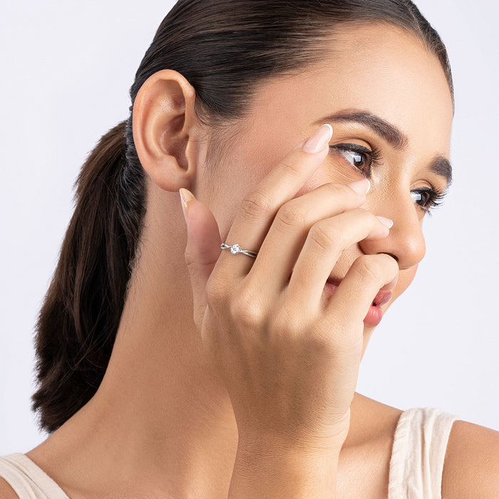 Solitaire Embrace Silver Ring
