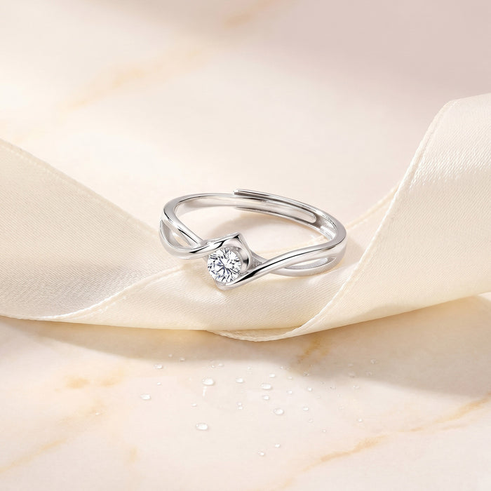 Solitaire Embrace Silver Ring