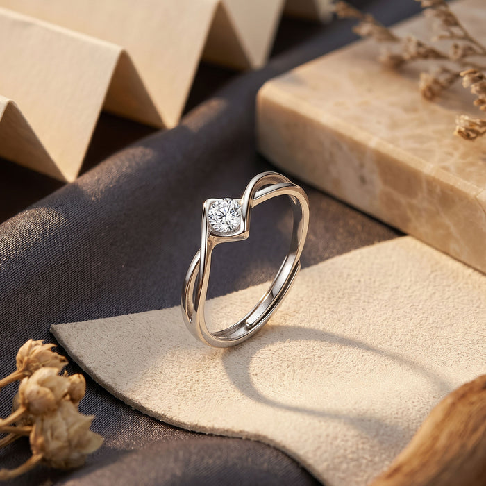 Solitaire Embrace Silver Ring