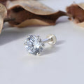 Solitaire Glow Silver Nose Pin
