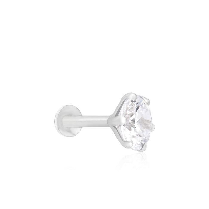Solitaire Glow Silver Nose Pin