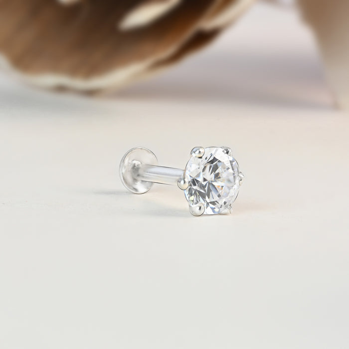 Solitaire Spark Silver Nose Pin