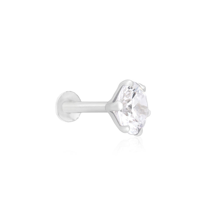 Solitaire Spark Silver Nose Pin