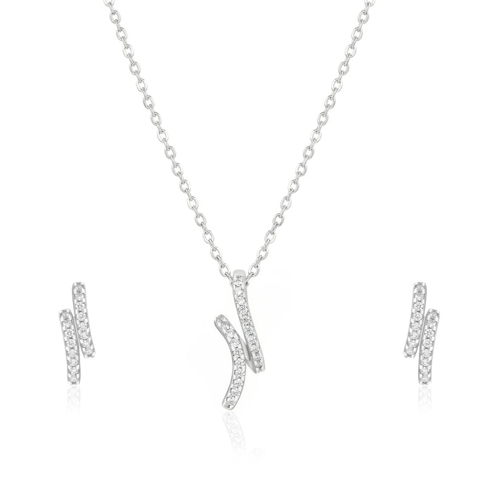Sparkling Ribbon Necklace Set