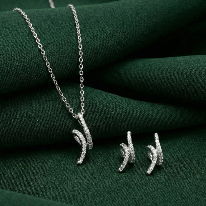 Sparkling Ribbon Necklace Set