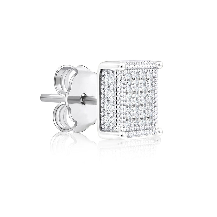 Square CZ Silver Studs