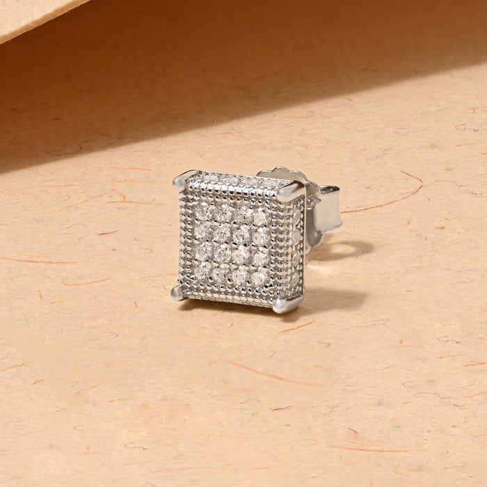 Square CZ Silver Studs