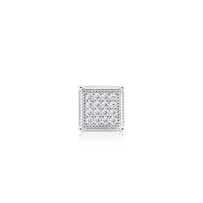 Square CZ Silver Studs