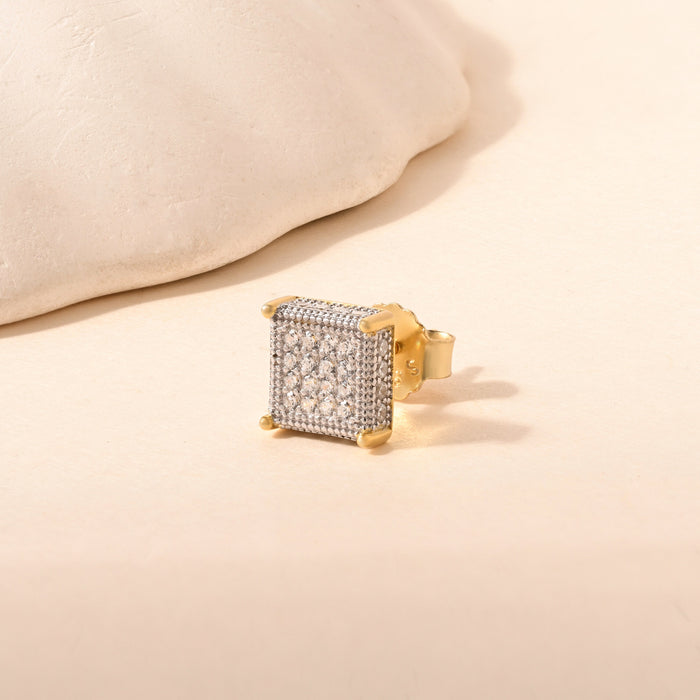 Square CZ Silver Studs