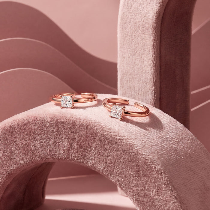 Square CZ Toe Ring