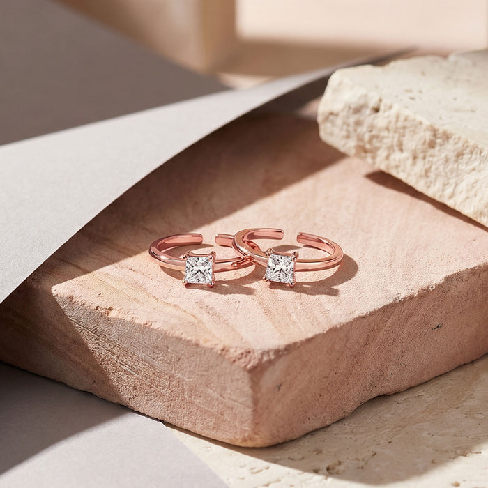Square CZ Toe Ring
