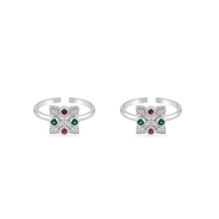 Square Floral Toe Ring