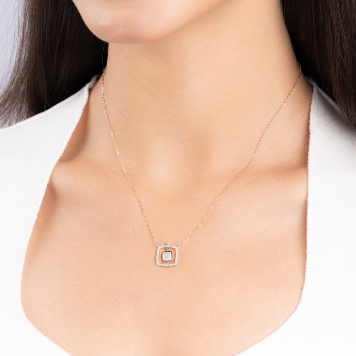 Square Frame Pendant Necklace