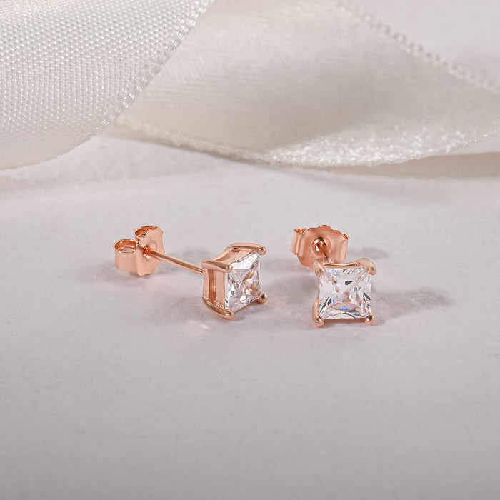 Square Single Stone Stud