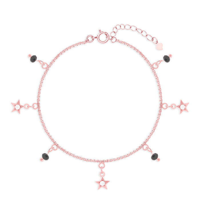 Star Charm Bracelet with Black Beads