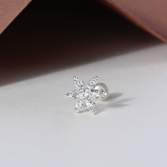 Starburst CZ Silver Nose Pin