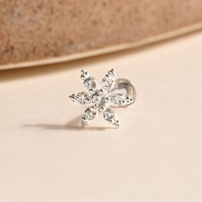 Starburst CZ Silver Nose Pin