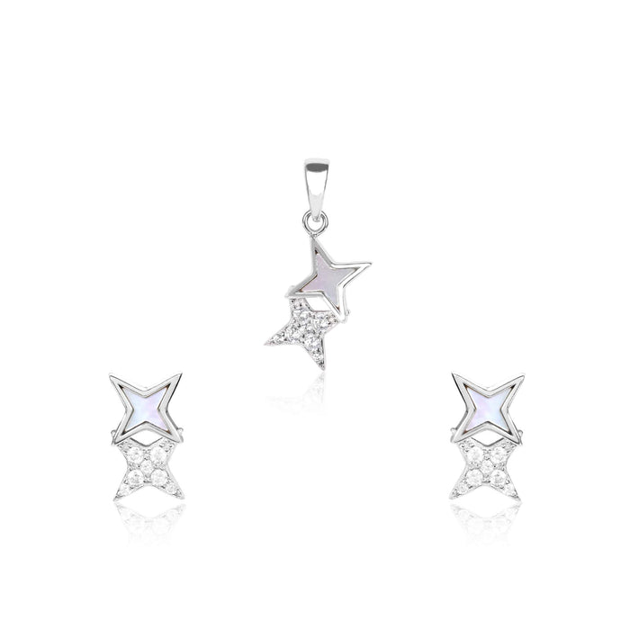 Starry Zircon Silver Pendant Set