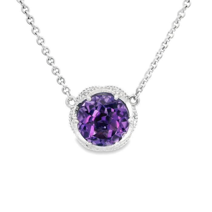 Tacori 18k White Gold & Sterling Silver Amethyst Pendant